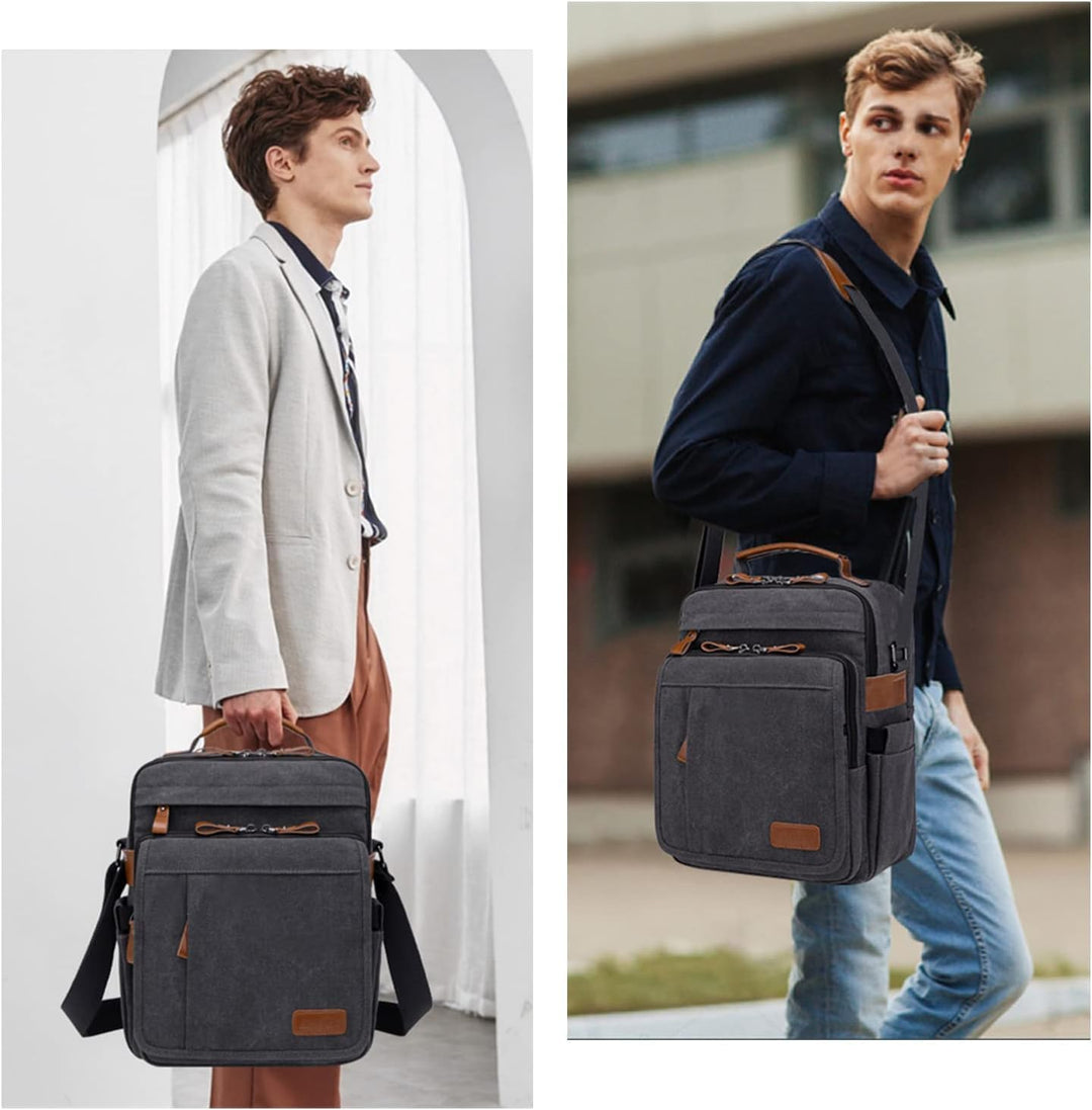ESTARER Umhängetasche Herren Schultertasche 13 Zoll kleine Herrentasche Kuriertasche aus Canvas für