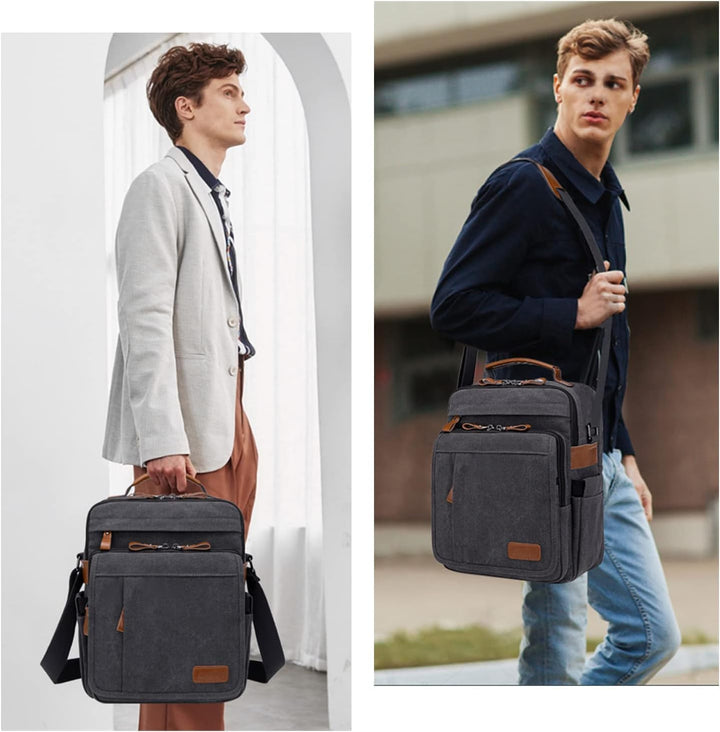 ESTARER Umhängetasche Herren Schultertasche 13 Zoll kleine Herrentasche Kuriertasche aus Canvas für