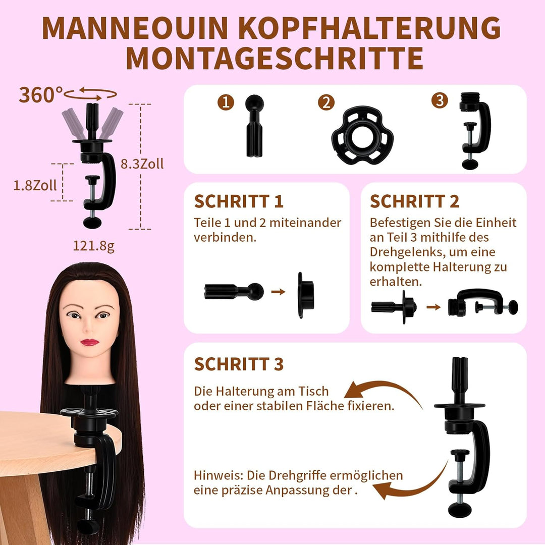 28" Frisierkopf Mit Synthetikfaser-Haar Trainingsköpfe Für Friseure Für Flecht Schneide Styling Übun
