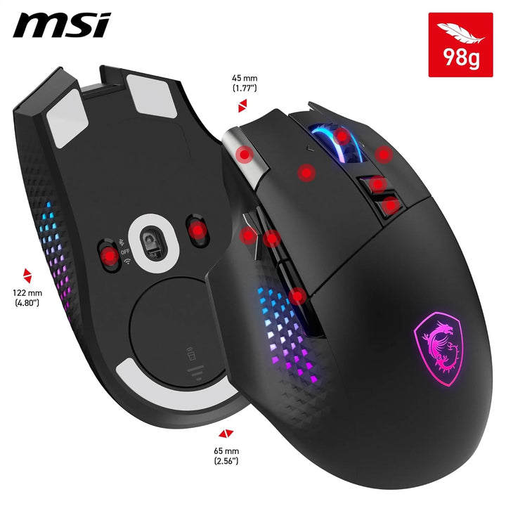 MSI Versa PRO Wireless + Mouse Dock PRO Gaming-Maus – Ladestation, 26000 DPI optischer Sensor, für R