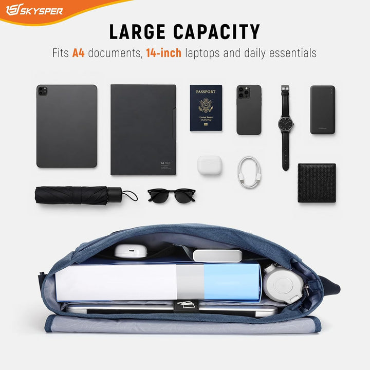 SKYSPER URBANX15 Messenger Bag mit RFID-Schutz 15,6-Zoll-Laptoptasche Umhängetasche gross für Herren