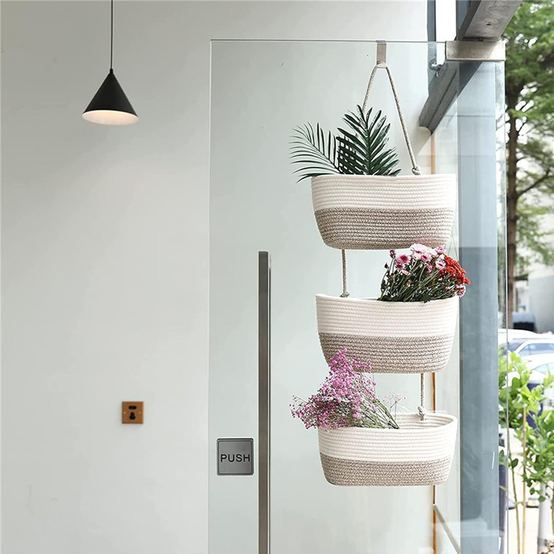 Hängeorganizer, 3 Stufiger Tür Wand Hängend Korb, Wall-Mounted Veranstalter lagerung körbe aus Baumw
