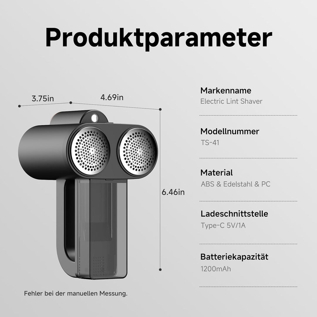 Fusselrasierer Elektrisch,Fusselentferner für 3 Einstellbaren Leistungsstufen,LED-Anzeige,6-Klingen-