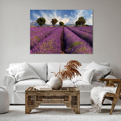 Bilder auf Leinwand 100x70cm Leinwandbild Landschaft Wiese Pflanzen Gross Wanddeko Bild Schlafzimmer