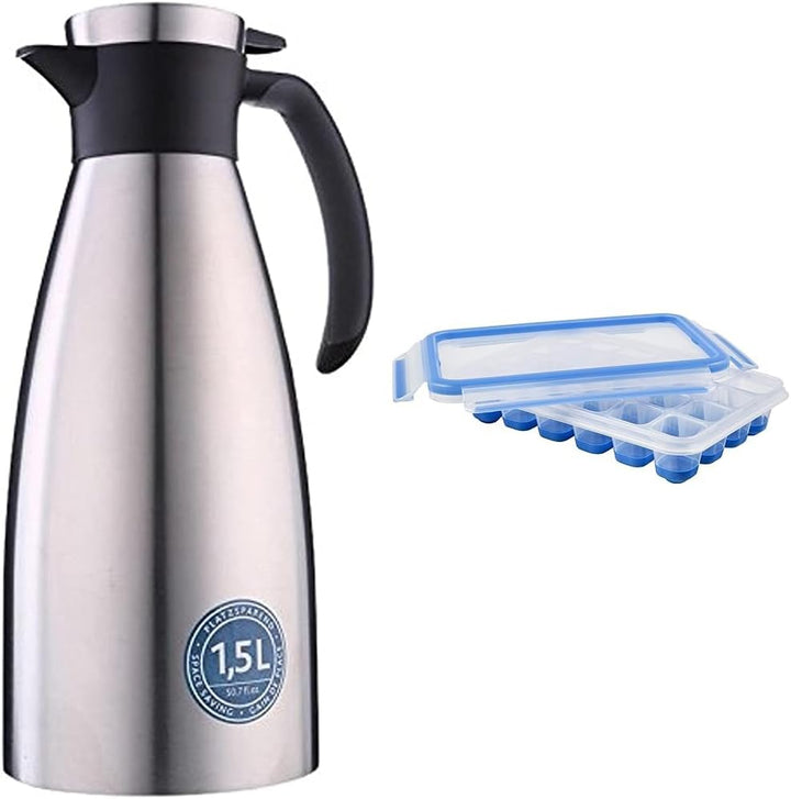 Emsa 514499 Isolierkanne |1,5 Liter | Quick Tip Verschluss, Soft Grip | Edelstahl | schwarz & 514549