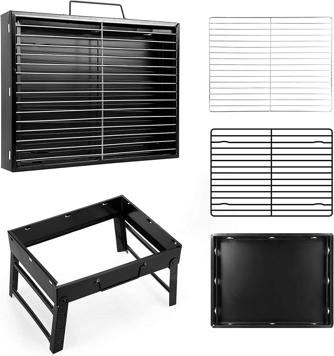 Faltbarer tragbarer Grill, Holzkohlegrill, Grill, Schreibtisch, Tischplatte, Outdoor, Edelstahl, Smo