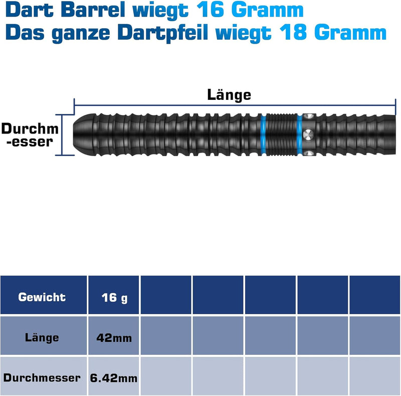 WIN.MAX Dartpfeile 90% Tungsten 3 Stück 90% Wolfram 16-18 Gramm Dart professionelle Soft-Dartpfeile