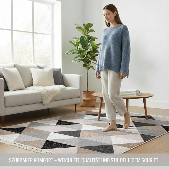 Fashion4Home Teppich Kurzflor - Boho Kelim Teppich, Wohnzimmerteppich, Schlafzimmer und Küchenteppic