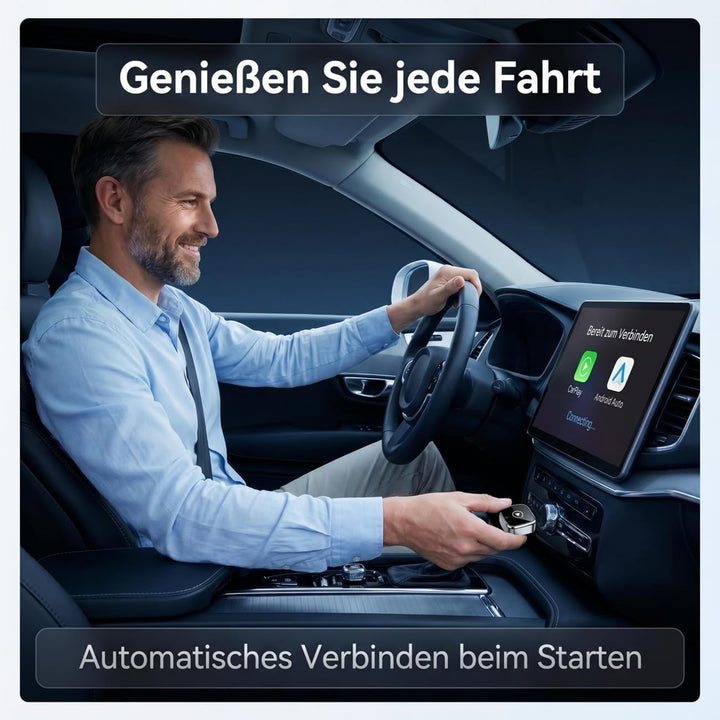 2-in-1 Wireless CarPlay Android Auto Adapter, Plug & Play, Schnell & Stabil | 5,8GHz Wi-Fi, Niedrige