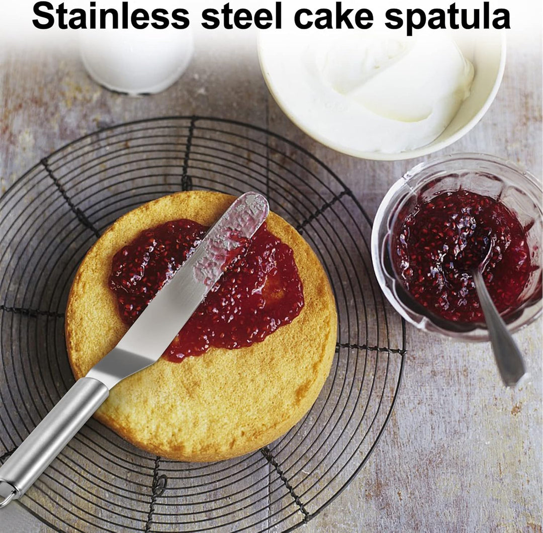 Vinabo Küchenspachtel-Set, 4 Stück, abgewinkelt, Spachtel aus Edelstahl, Spachtel für Kuchen, Kuchen
