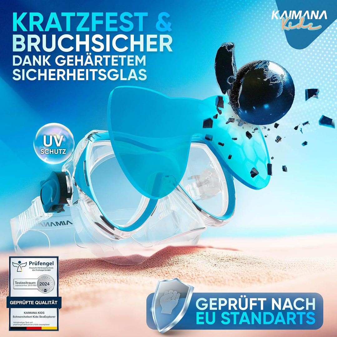 KAIMANA® Taucherbrille Kinder inkl. gratis Tragetasche | ab 3 Jahre | extra Bequeme Taucherbrille mi