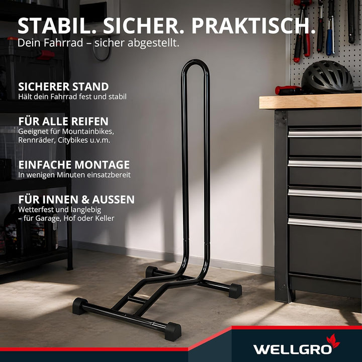 2 x WELLGRO® Fahrradständer - Stahl, sicherer Stand - Farbe