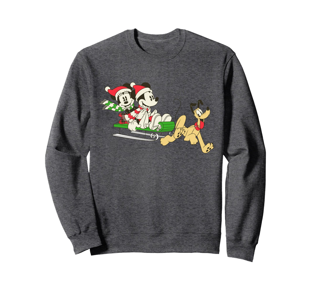 Disney Vintage Mickey Minnie Pluto Holiday Sleigh Sweatshirt