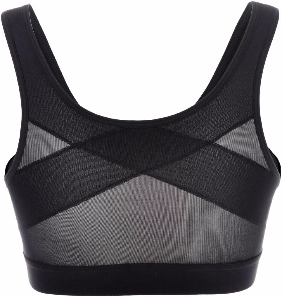 SYROKAN Damen Sport BH Starker Halt - Vorderverschluss Ohne Bügel Und Einlagen für Nach Brust OP Fit
