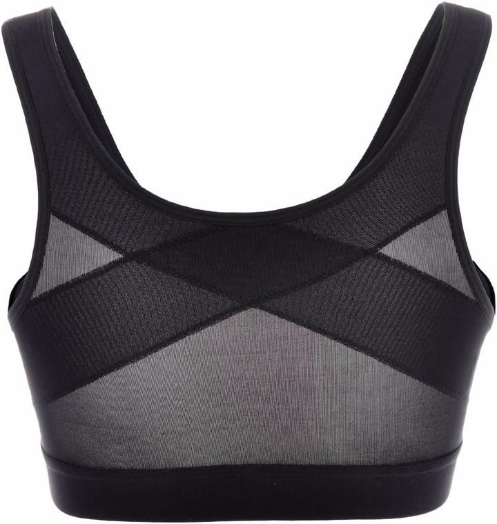SYROKAN Damen Sport BH Starker Halt - Vorderverschluss Ohne Bügel Und Einlagen für Nach Brust OP Fit