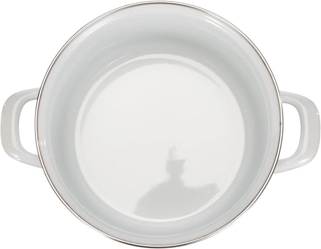GSW 189965 Kochtopf-Set Hortensie 5-tlg, Stahl-Emaille, Kunststoff, weiss