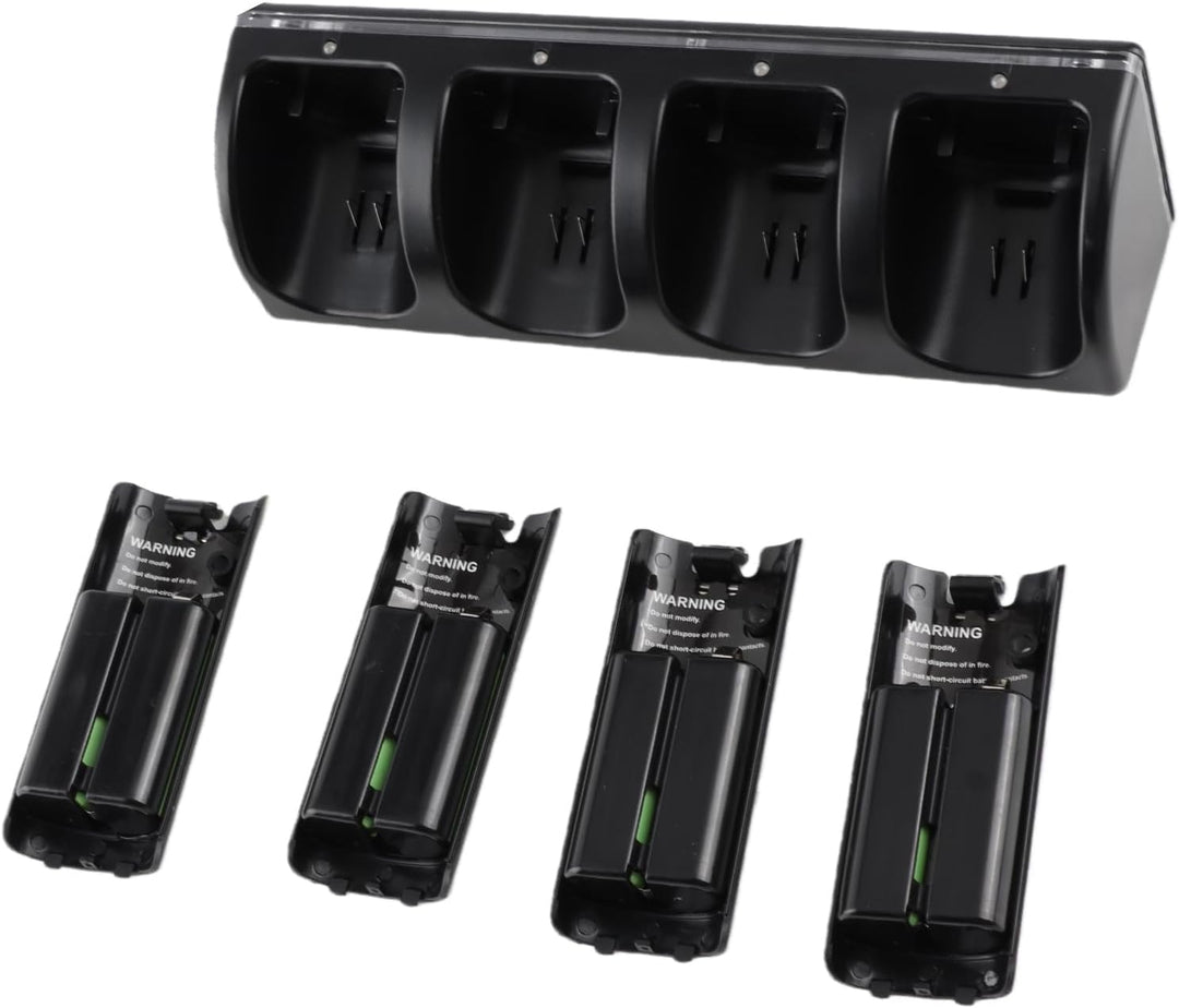 Fernbedienungs-Ladegerät, 4-in-1-Ladestation mit 4 Wiederaufladbaren 2800-mAh-Batterien, mit LED-Anz