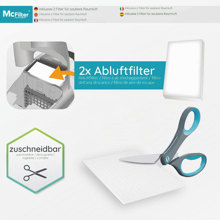 McFilter | 10 Staubsaugerbeutel + 1 Motorfilter+ 1 Hepa Filter geeignet für Siemens VSQ5X1230 Q5.0 e