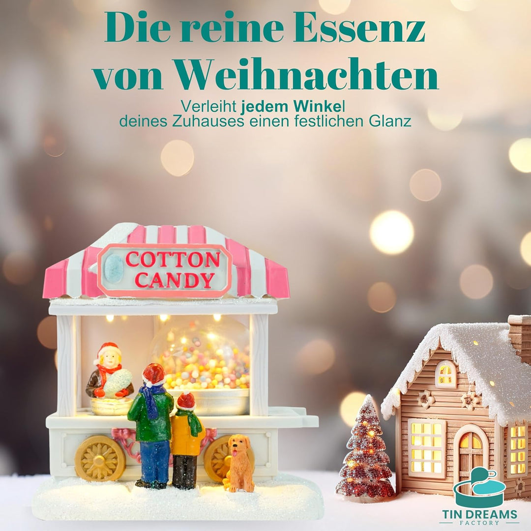 TIN Dreams Factory Weihnachtsdorf mit Beleuchtung, Beleuchtetes Zubehör, Kunstvolle Deko für Figuren