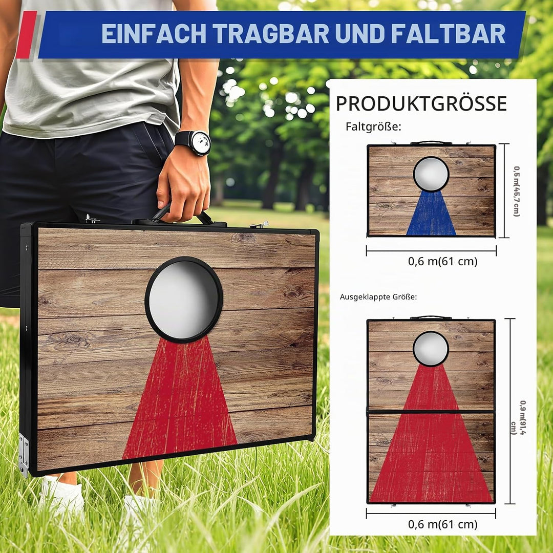 NZQXJXZ 3 x 2FT Aluminium Cornhole Set Outdoor, 2 in 1 Cornhole Game mit 8 Sitzsäcken &amp; Tragetasche