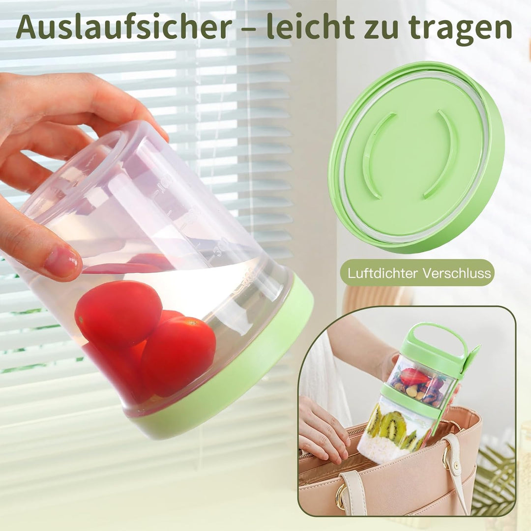 Luxear Müslibecher to Go, Grösser Joghurtbecher to go, Doppelschicht Müslibecher mit Löffel für Früh