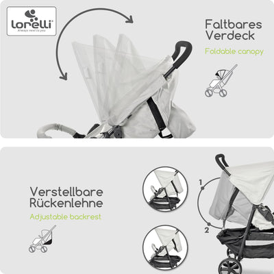 Lorelli Kinderwagen Rome, Reisebuggy, Baby Buggy klein zusammenklappbar, Leicht, Nur 7 kg, Kompakter