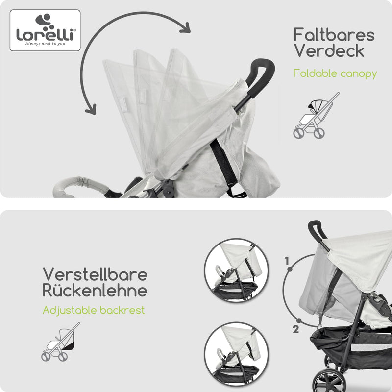 Lorelli Kinderwagen Rome, Reisebuggy, Baby Buggy klein zusammenklappbar, Leicht, Nur 7 kg, Kompakter