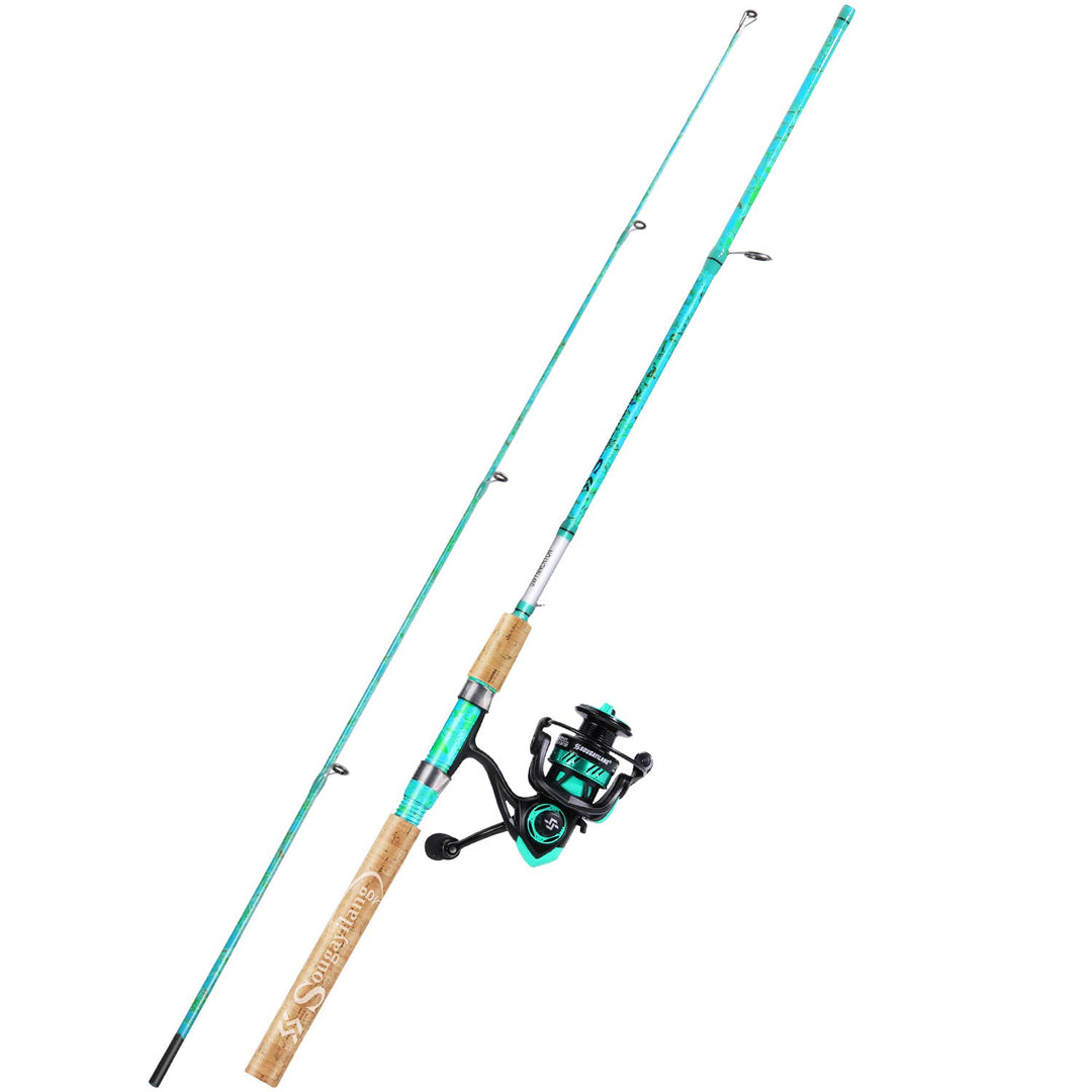 Sougayilang Angelrute und Rollen-Kombination, 2-teilig, 152 cm, Graphit und Fiberglas, langlebig und