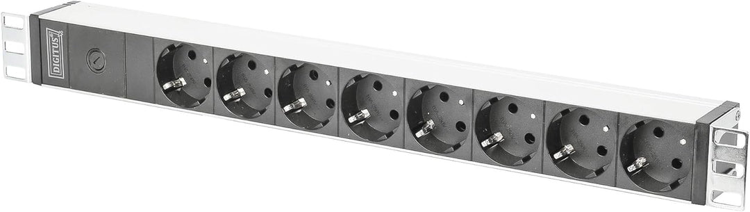 DIGITUS 19" Steckdosenleiste - 8 Abgriffe - 1HE - 250VAC - 50/60Hz - 10A - 4000W - Vorsicherung für