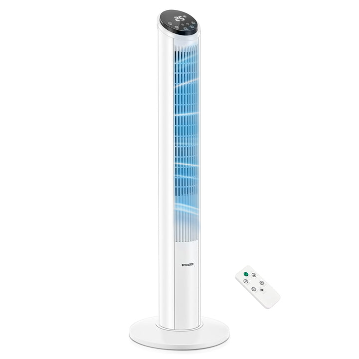 FOHERE Turmventilator 102cm, 12 Stufen Standventilator mit Fernbedienung, 32dB Sehr Leiser, Oszillie