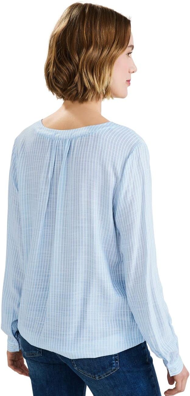 Street One Damen Langarmbluse Gestreift 34 Light Splash Blue, 34 Light Splash Blue