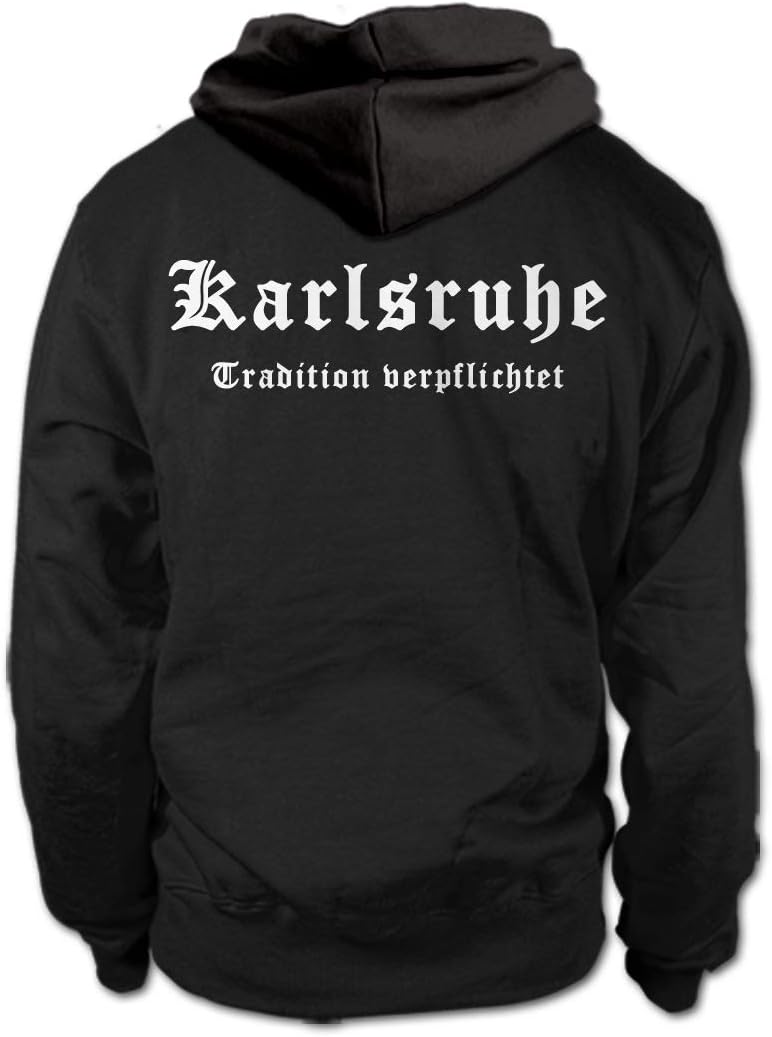 shirtloge - Karlsruhe - Tradition verpflichtet - Fussball Fan Kapuzenpullover Hoodie - Grösse S - 3X