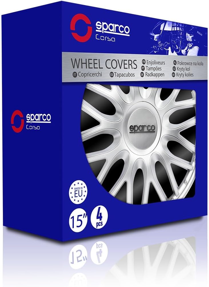 Sparco SPC1596SV Wheel Trims Roma Silver 15 Inch, Set of 4, ROMA 15 zoll SILBER, ROMA 15 zoll SILBER
