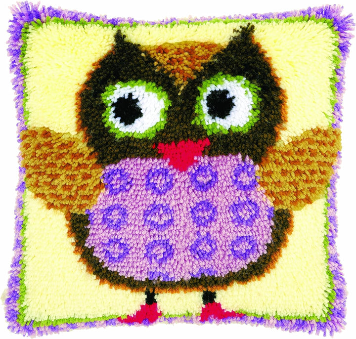 Vervaco Knüpfkissen mit Knüpfhaken, Leinen, Multi, 40 x 40 cm