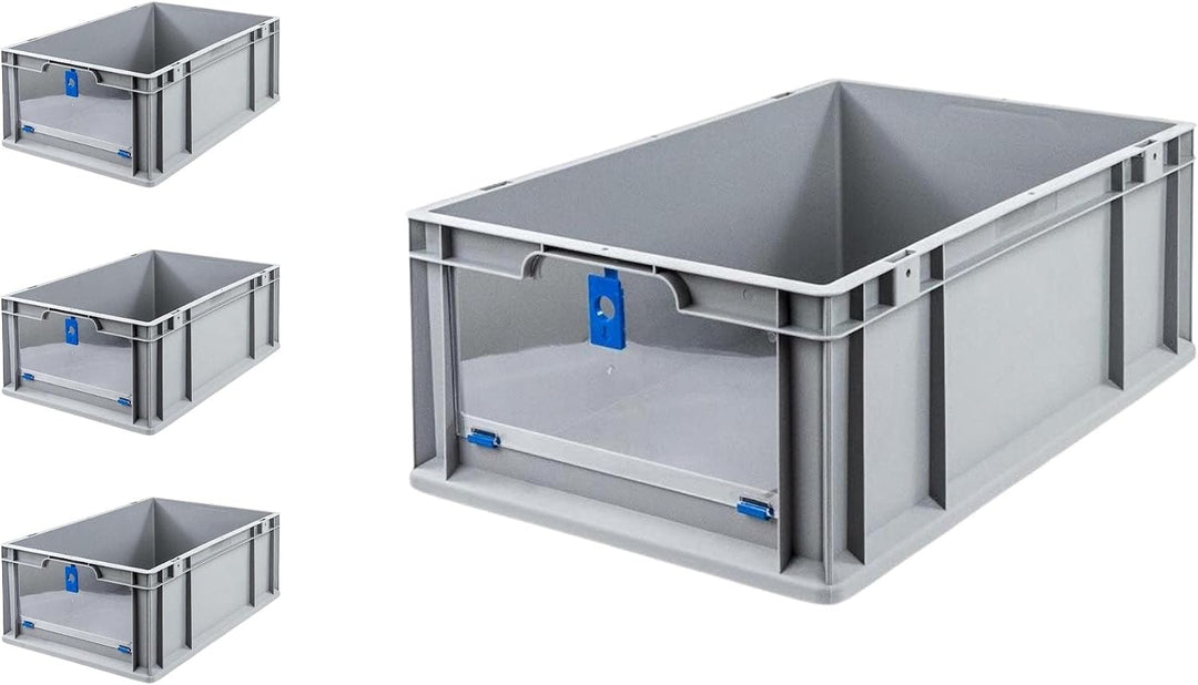 SuperSparSet 4x Eurobox NextGen Insight Cover | HxBxT 22x40x60 | 44 Liter | Hoch/Blau | Eurobehälter