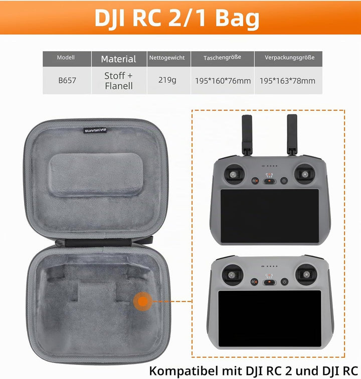 Aufbewahrungstasche für DJI Mini 4 Pro RC2 RC-N2, Transporttasche für Drohne, Schutzhülle für Fernbe