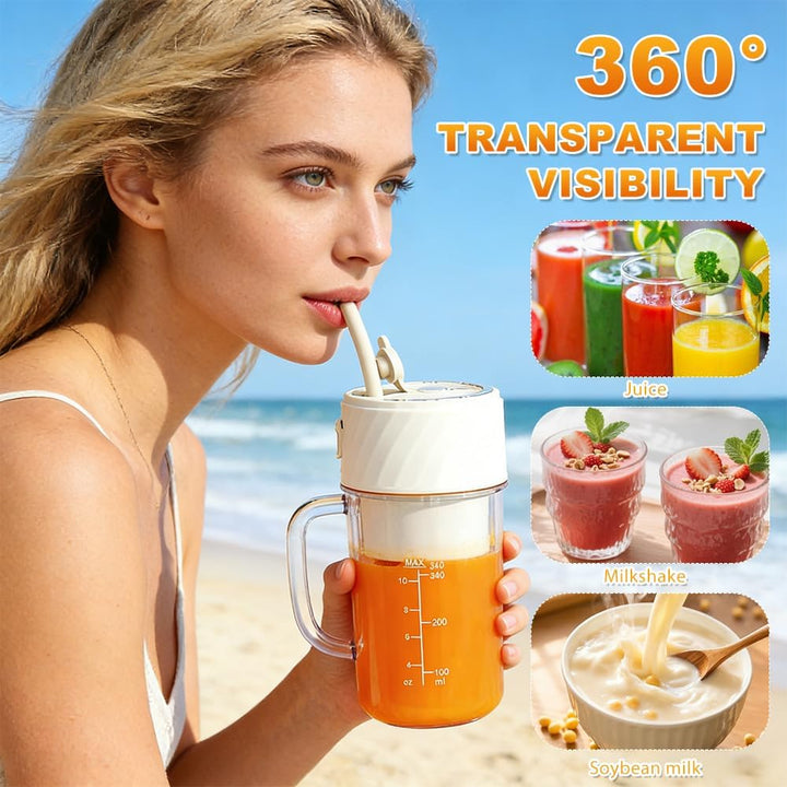 Mixer Smoothie Maker, Tragbarer Entsafter mit Strohkappe & Griff, Tragbarer Mixer Smoothie Maker to