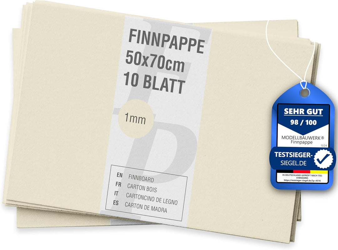 10 Blatt Finnpappe 50x70cm | 1mm Stärke | Modellbauwerk® | für Modellbau und Bastelarbeiten | Archit