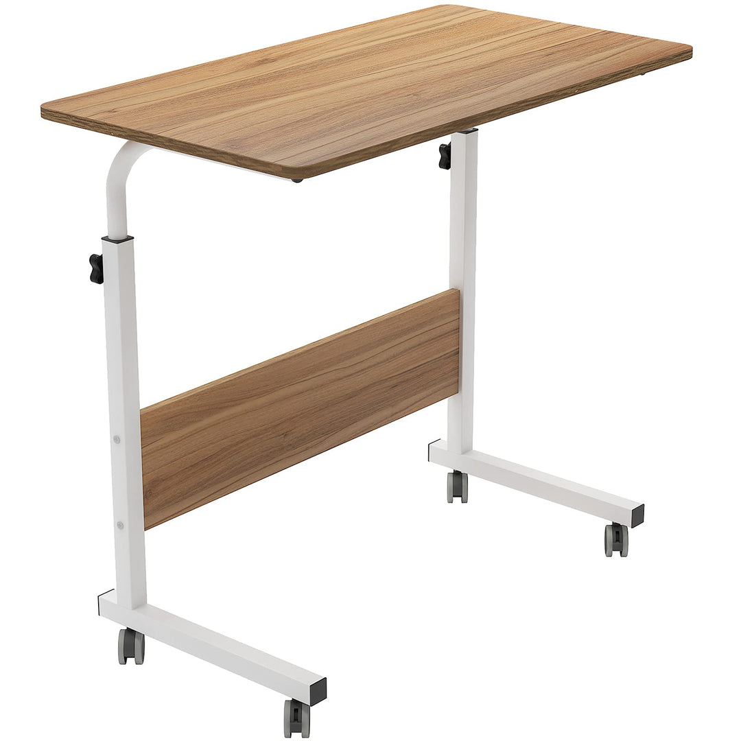 soges Laptoptisch höhenverstellbarer Beistelltisch mit Rollen, 80x40cm PC Tisch Notebook Sofatisch L