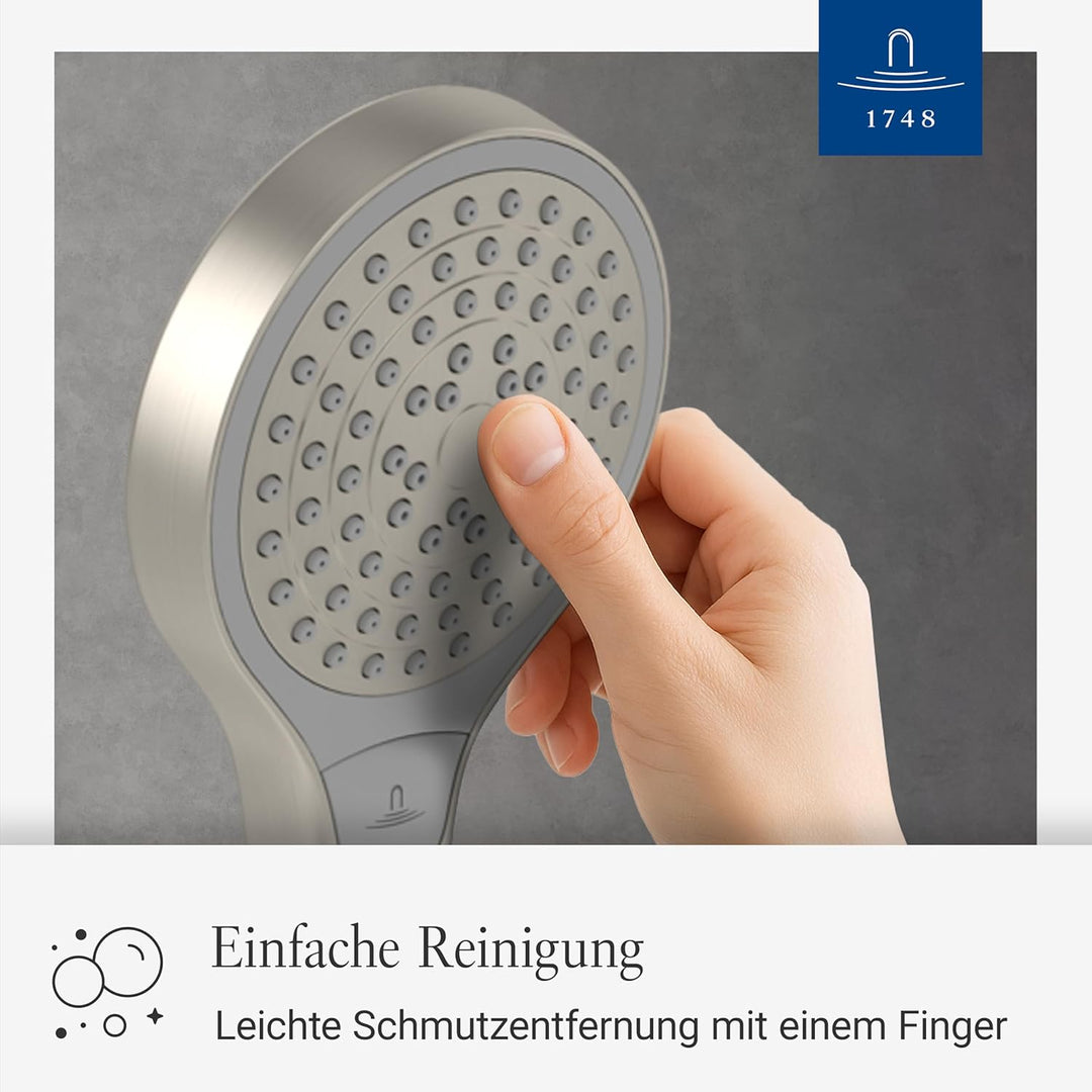 Villeroy & Boch Verve Showers Duschkopf, Handbrause mit 3 Strahlarten per Knopfdruck, EasyClean, Was
