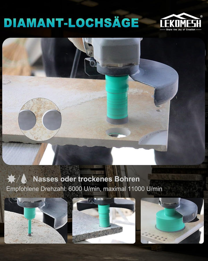 Diamantbohrkrone Fliesenbohrer 110MM Lochsäge - LEKOMESH Für Porzellan Keramik Fliesen Marmor Granit