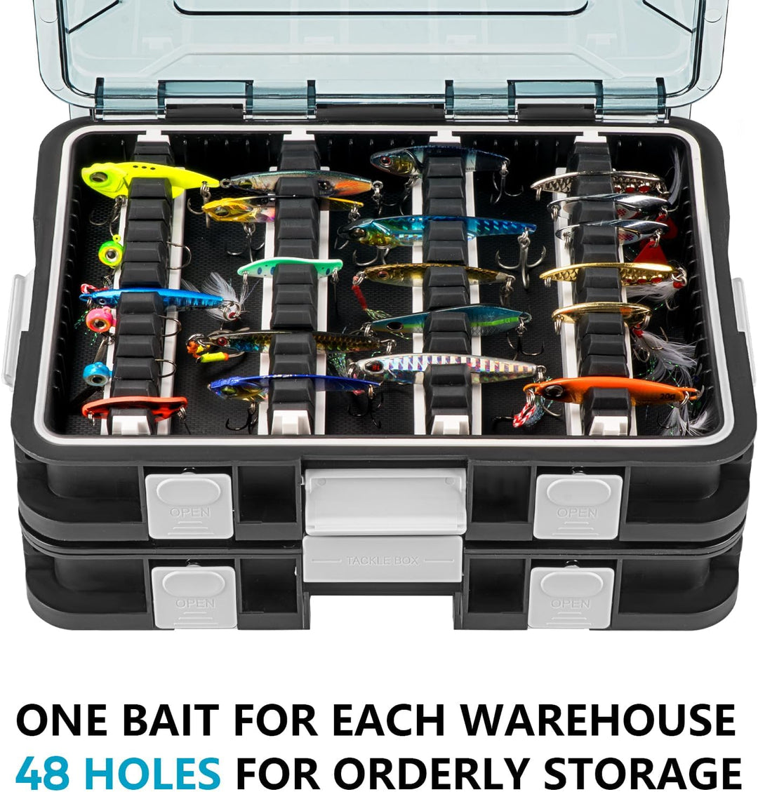 Köderbox Angeln Set, 2 Stück Angelbox 23x16x5 cm, Tackle Box Angeln mit Herausnehmbaren Trennwänden,