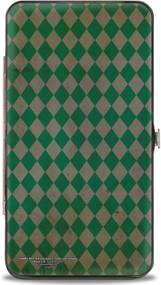 Buckle-Down Damen-Geldbörse mit Schnalle – Slytherin-Wappenstreifen/Diamanten, Grün/Schwarz, Mehrfar