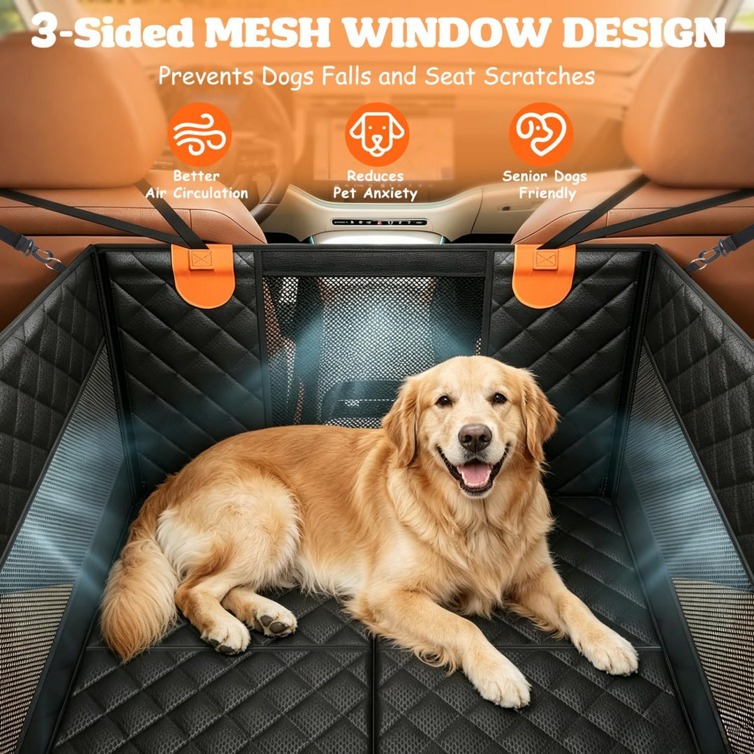 Nobleza Hundeautositz L72 x B58 x H55cm Schwarz | Rücksitzverlängerung Verstärkt für Mittlere Hunde
