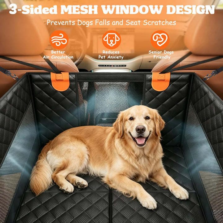 Nobleza Hundeautositz L72 x B58 x H55cm Schwarz | Rücksitzverlängerung Verstärkt für Mittlere Hunde