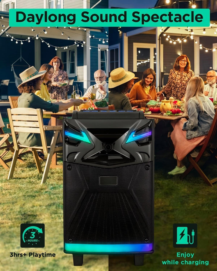 DSP Bluetooth Karaoke Maschine mit 2 mikrofonen Lautsprecher, 600W 10&