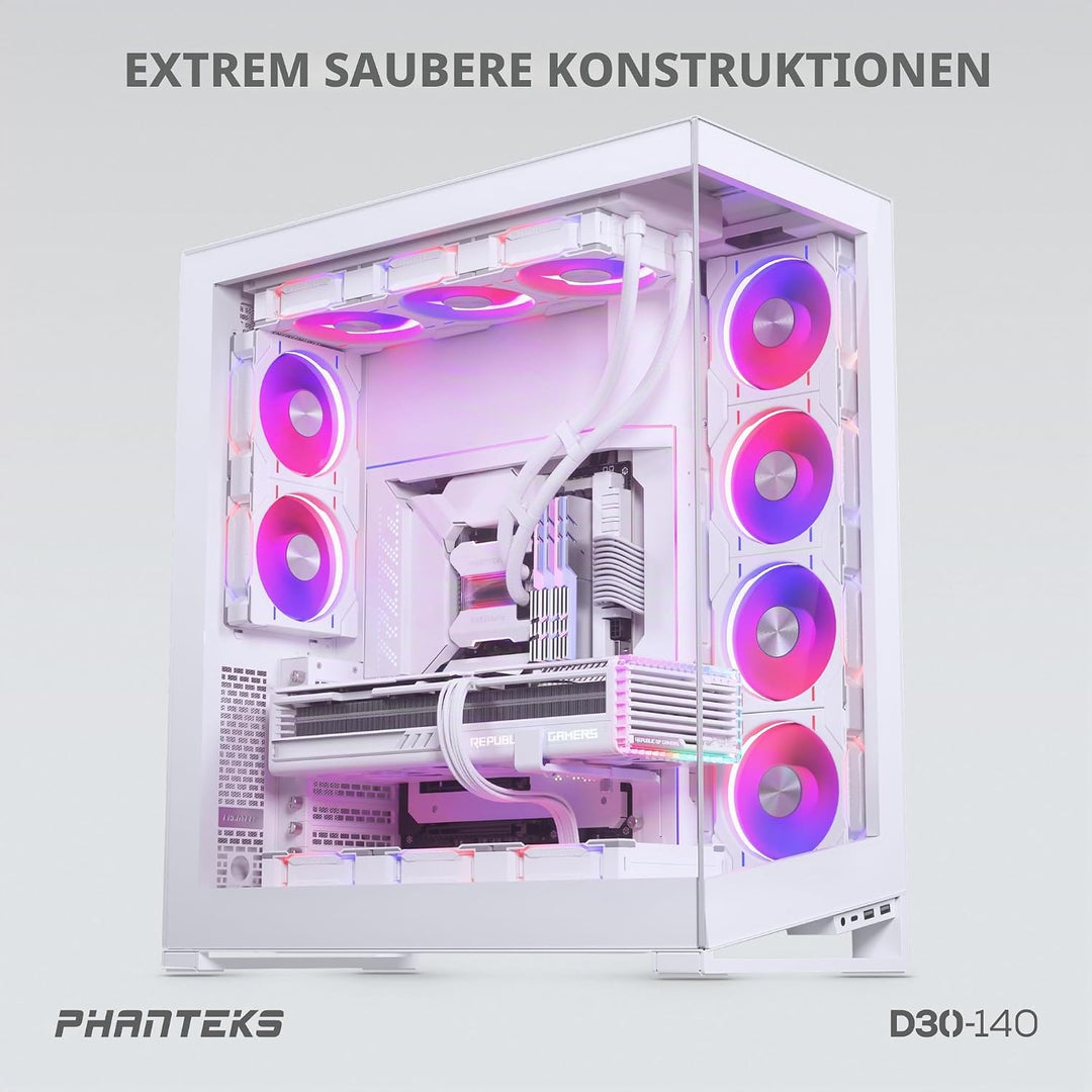 Phanteks D30 PWM Regular Airflow, D-RGB Lüfter - 140mm, weiss Standard x1 Black, Standard x1 Black