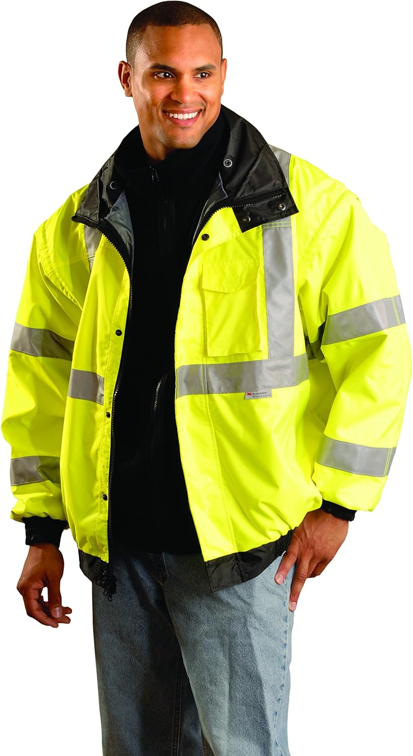 OccuNomix Premium 4-Wege (4-in-1) Bomberjacke, Klasse 3, 100% ANSI Polyester, wasserdicht, LUX-TJBJ-