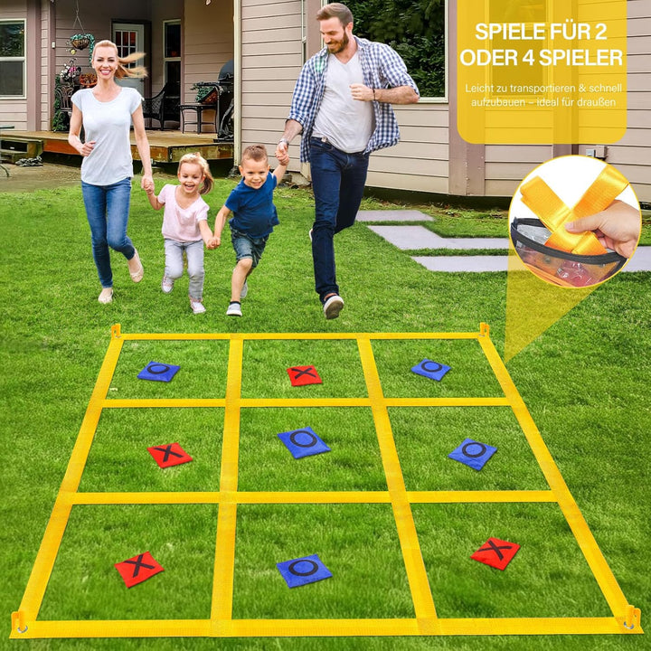 Riesiges Tic Tac Toe, Sitzsack-Wurfspiele für Kinder und Erwachsene, Outdoor-Spielset, Nylon, Gelb,
