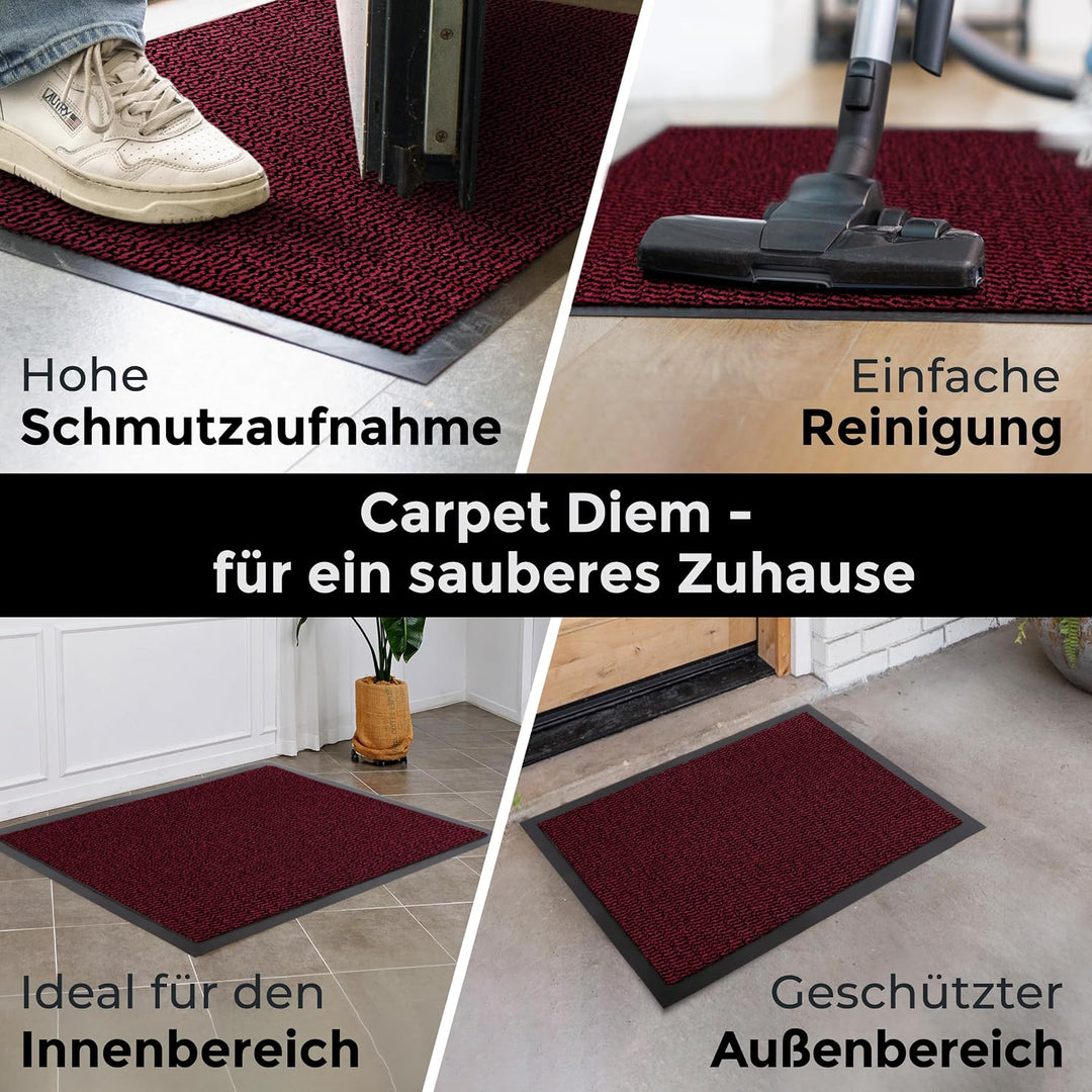 Jan Max Fussmatte Rot-Schwarz, 60x90 cm, rutschfeste Schmutzfangmatte 60 x 90 cm Rot-schwarz, 60 x 9